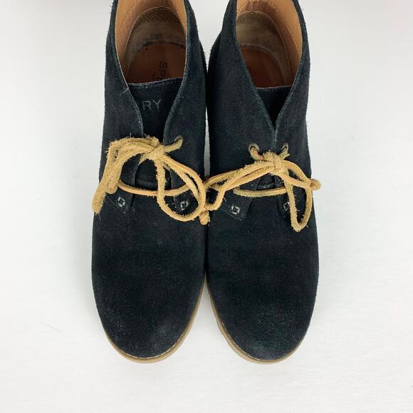 Sperry Womens Stella Prow Wedge Ankle Booties Black Suede Lace Up Chukka Size 10 - Picture 8 of 11